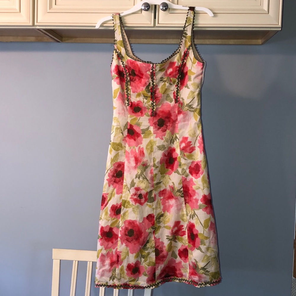 Elizabeth Wayman floral scoop neck a line dress